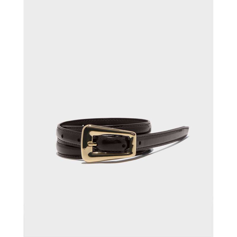 Cue Coffee Bean Oversized Buckle Patent Leather Belt image number 1